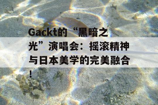 Gackt的“黑暗之光”演唱会：摇滚精神与日本美学的完美融合！