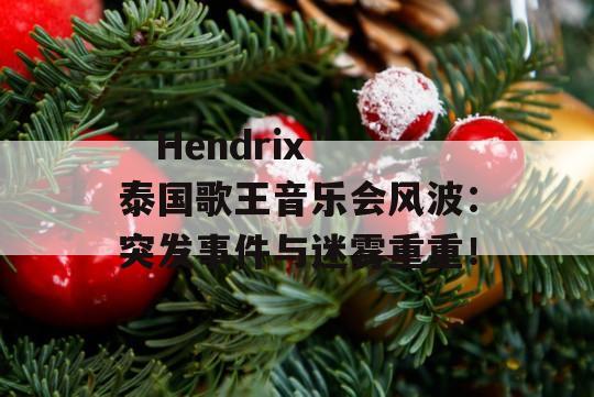 ＂Hendrix＂ 泰国歌王音乐会风波：突发事件与迷雾重重！